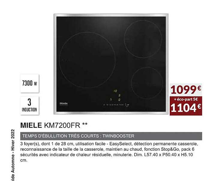 miele km7200fr temps d'ébullition très courts : twinbooster