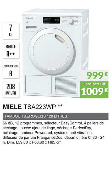 miele tsa223wp tambour aérogliss 120 litres