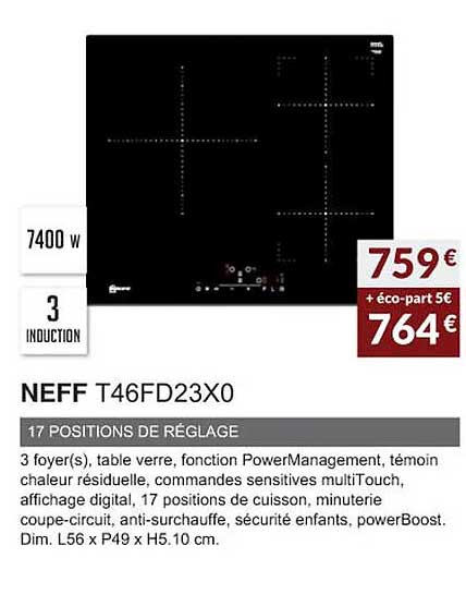 neff t46fd23x0 17 positions de réglage