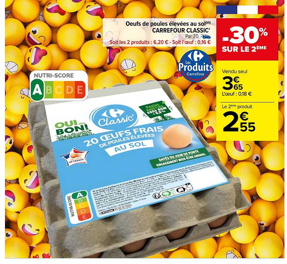Oeufs De Poules élevées Au Sol Carrefour Classic