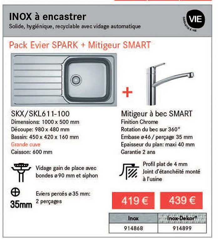 Pack évier Spark + Mitigeur Smart