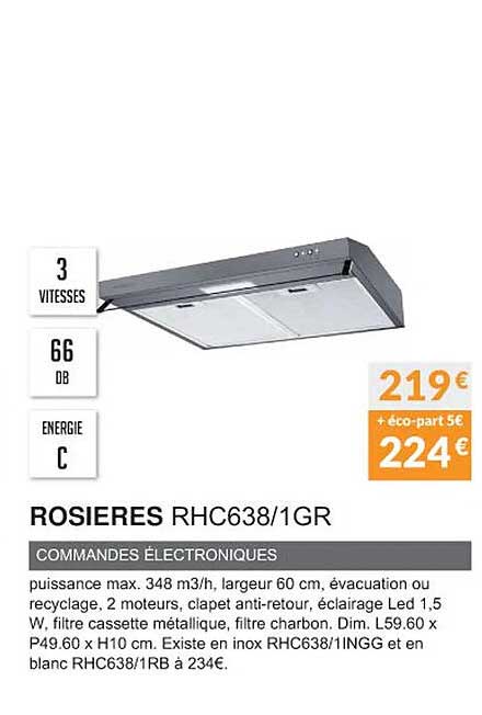 rosière rhc638-1gr commandes électroniques