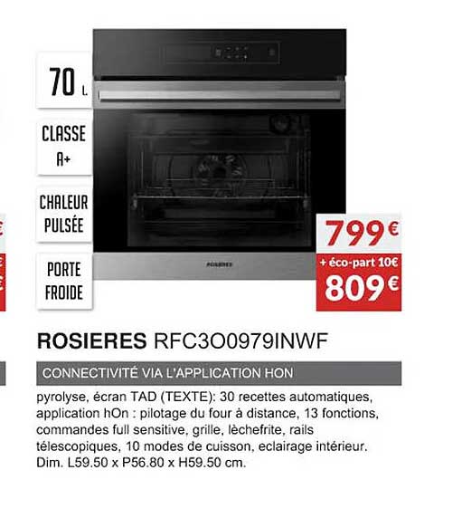 rosières rfc3o0979inwf connectivité via l'application hon