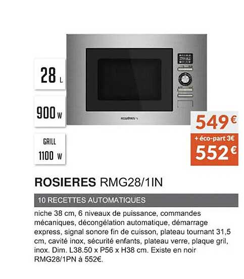 rosières rmg28-1in 10 recettes automatiques