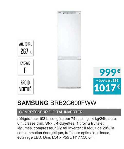 samsung brb2g600fww compresseur digital inverter