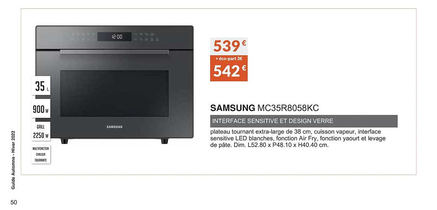 Samsung Mc35r8058kc Interface Sensitive Et Design Verre