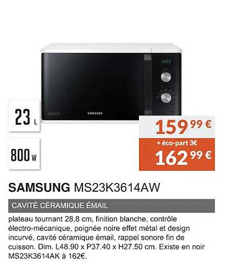 Samsung Ms23k3614aw Cavité Céramique émail