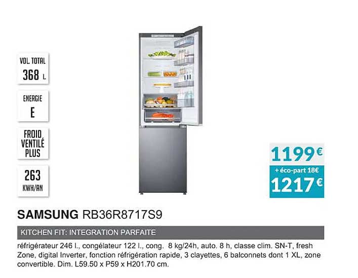 samsung rb36r8717s9 kitchen fit : intégration parfaite