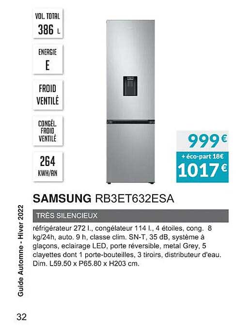 samsung rb3et632esa très silencieux