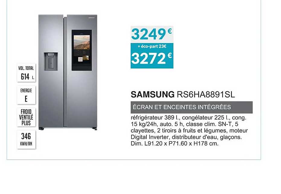 samsung rs6ha8891sl écrant et enceintes intégrées