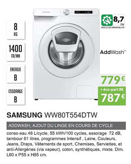 samsung ww80t554dtw addwash, ajout du linge en cours de cycle