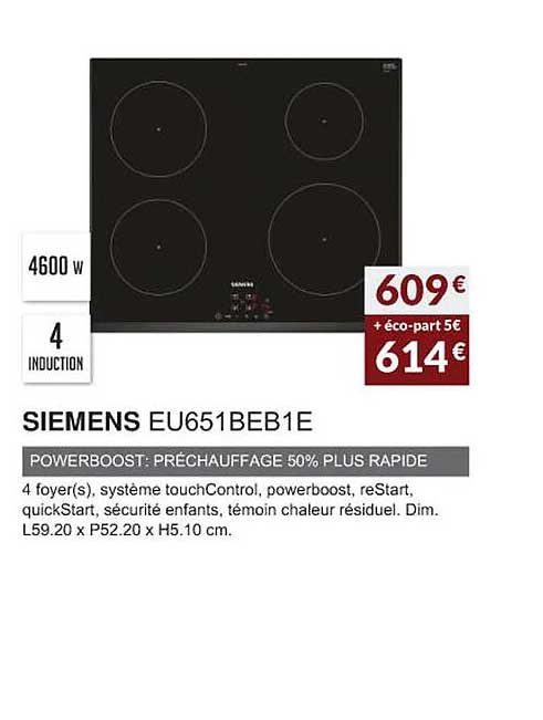 Siemens Eu651beb1e Powerboost : Préchauffage 50% Plus Rapide