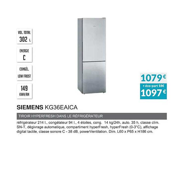 Siemens Kg36eaica Tiroir Hyperfresh Dans Le Réfrigérateur