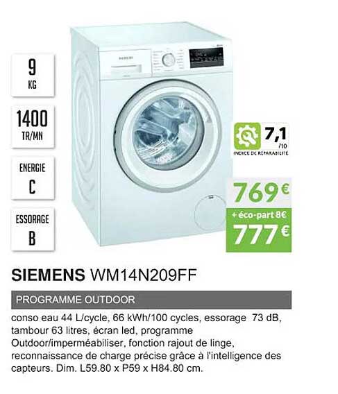siemens wm14n209ff programme outdoor