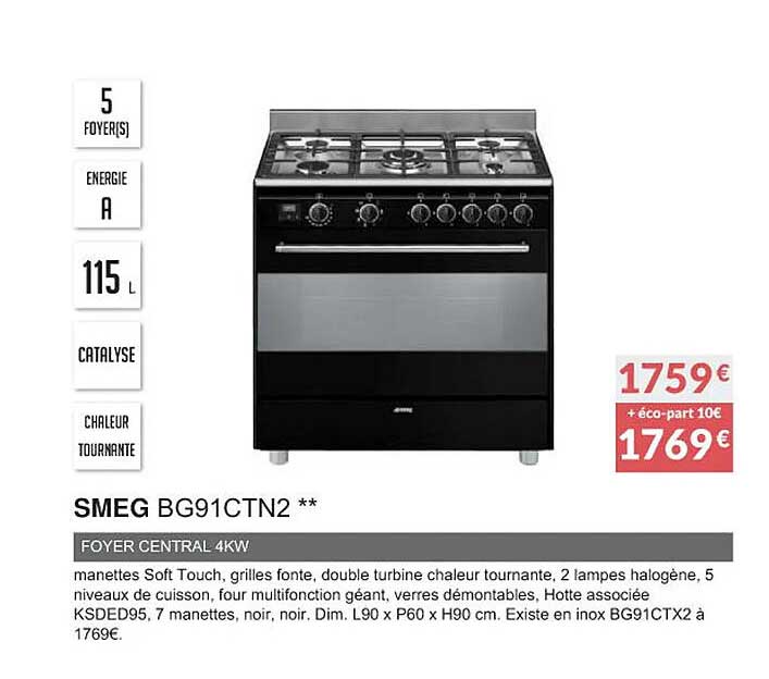 smeg bg91ctn2 foyer central 4kw