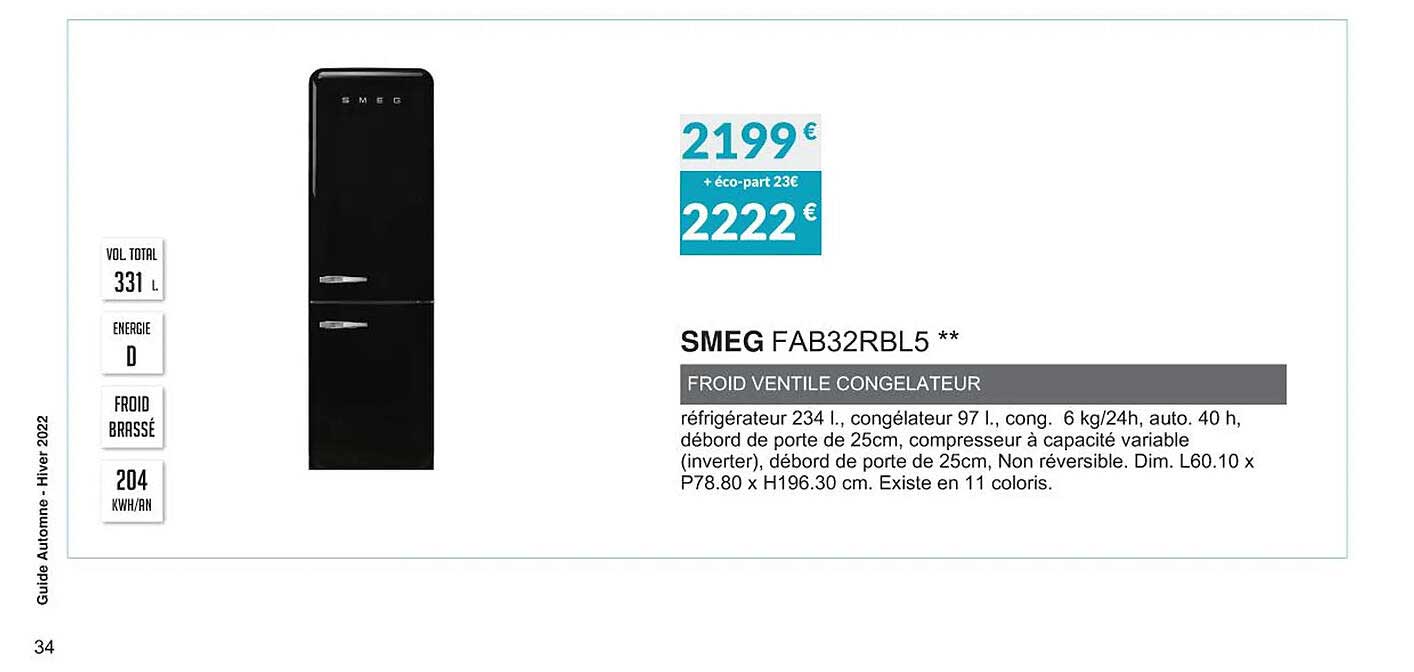 smeg fab32rbl5 froid ventile congélateur