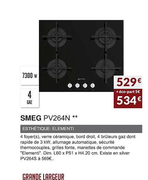 smeg pv264n esthétique : elementi