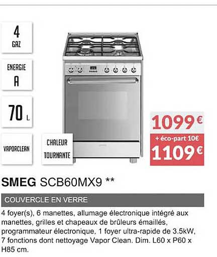 smeg scb60mx9 couvercle en verre