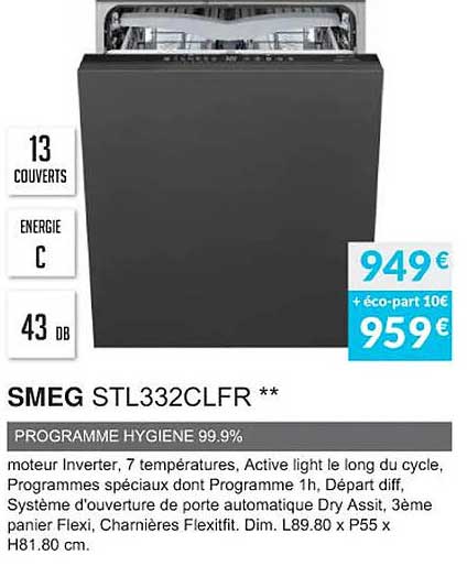 smeg stl332clfr programme hygiène 99.9%