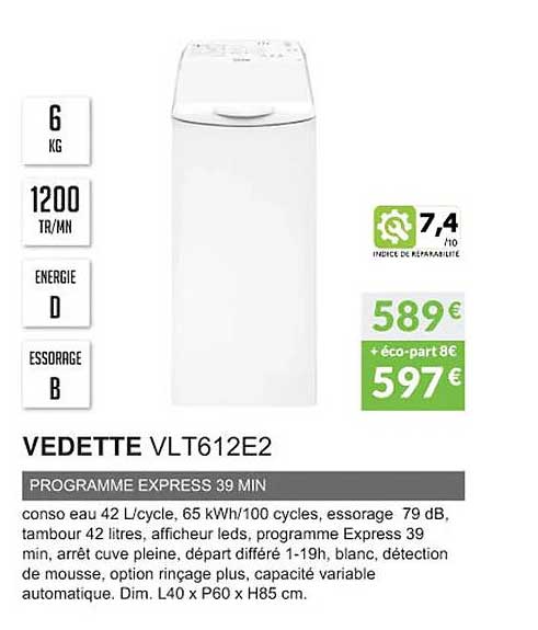 vedette vlt612e2 programme express 39 min