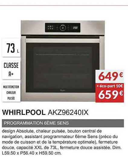 whirlpool akz96240ix programmation 6ème sens
