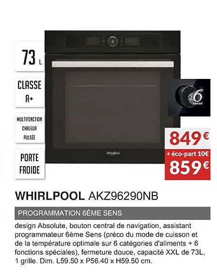 whirlpool akz96290nb programmation 6ème sens