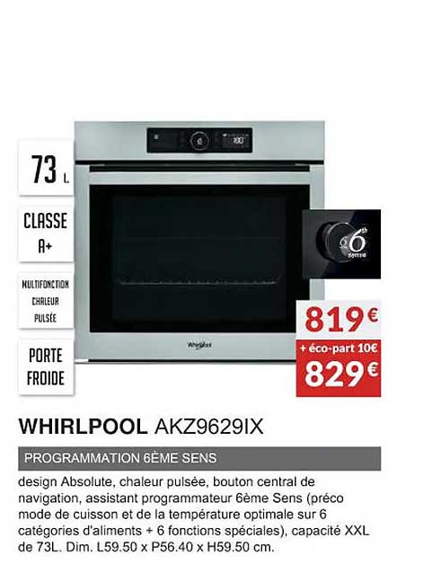 whirlpool akz9629ix programmation 6ème sens