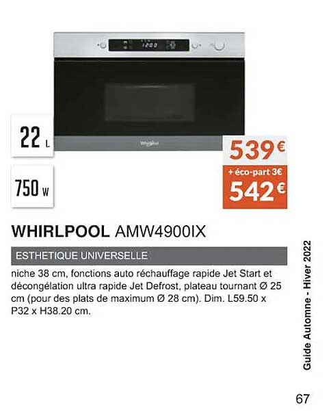 whirlpool amw4900ix esthétique universelle