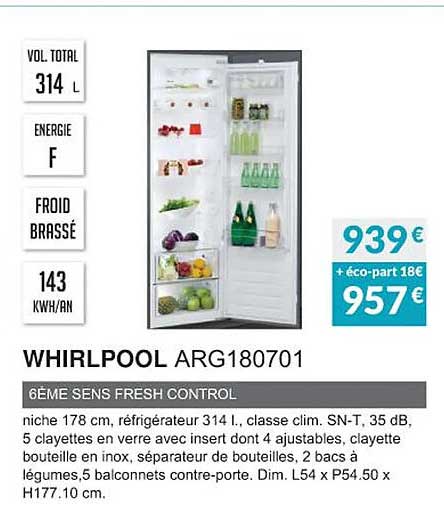 whirlpool arg180701 6 ème sens fresh control