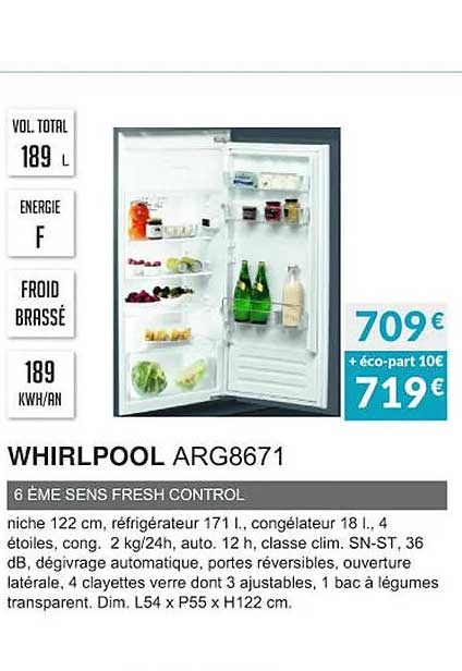 whirlpool arg8671 6 ème sens fresh control