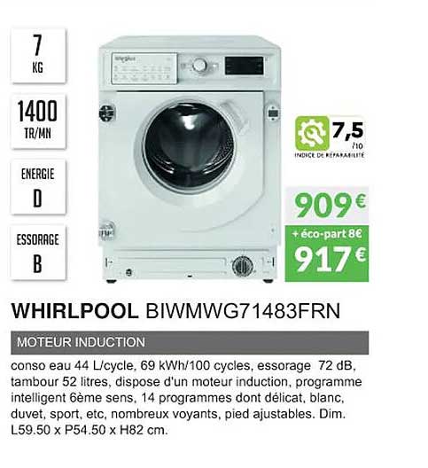 whirlpool biwmwg71483frn moteur induction