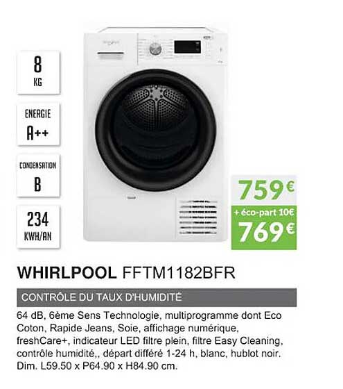 whirlpool fftm1182bfr contrôle du taux d'humidité