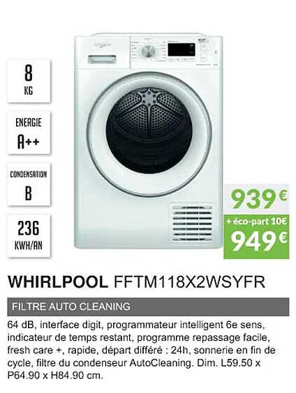 whirlpool fftm118x2wsyfr filtre auto cleaning