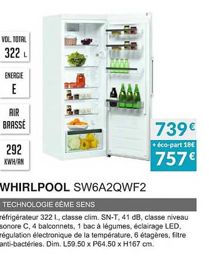 whirlpool sw6a2qwf2 technologie 6ème sens