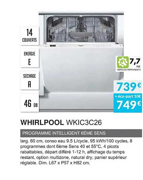 whirlpool wkic3c26 programme intelligent 6 ème sens