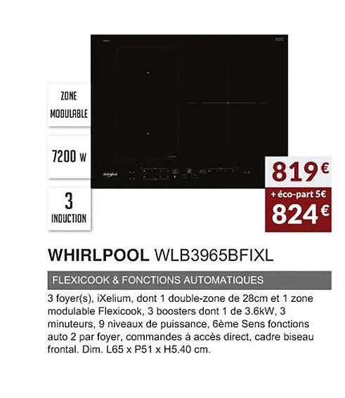 whirlpool wlb3965bfixl flexicook & fonctions automatiques