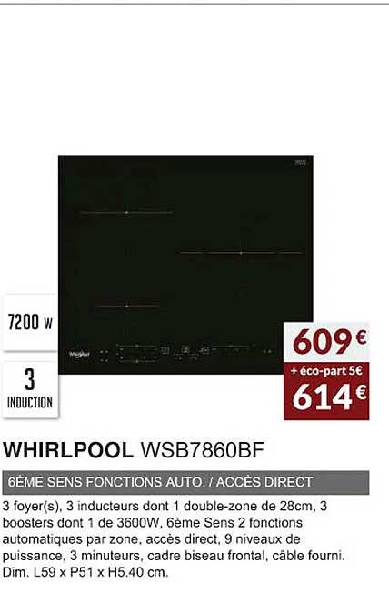 whirlpool wsb7860bf 6ème sens fonctions auto-accès direct