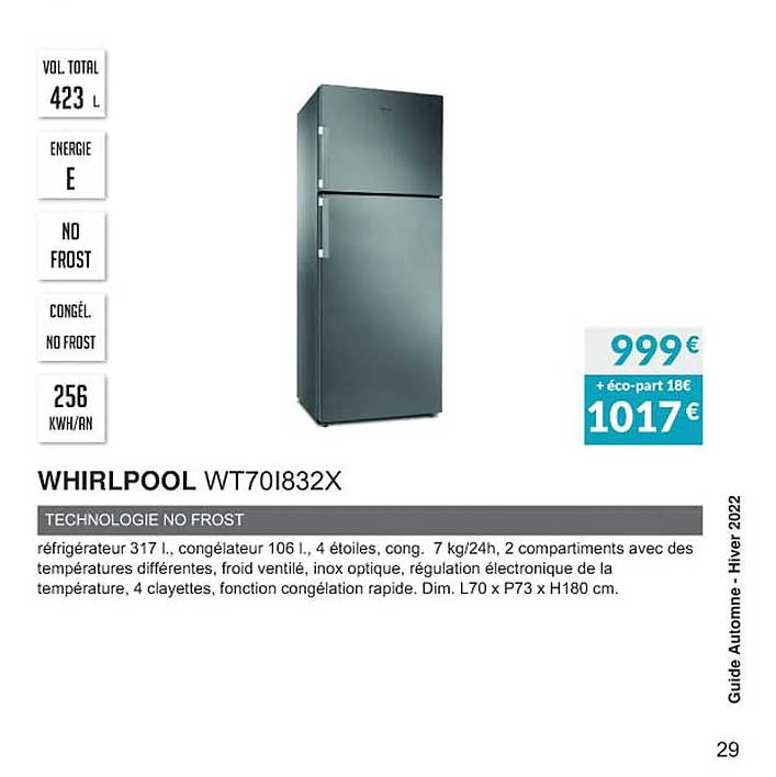 whirlpool wt70i832x technologie no frost