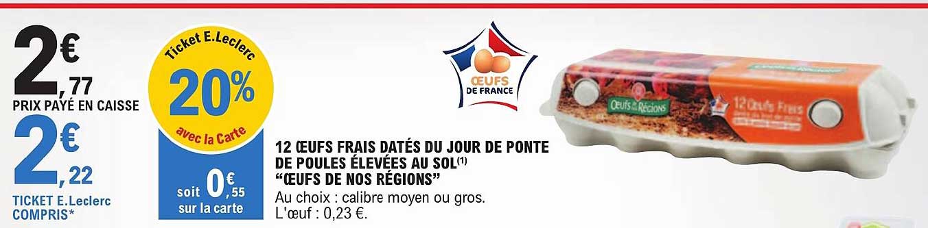 12 œufs frais datés du jour de ponte de poules élevées au sol "œufs de nos régions"