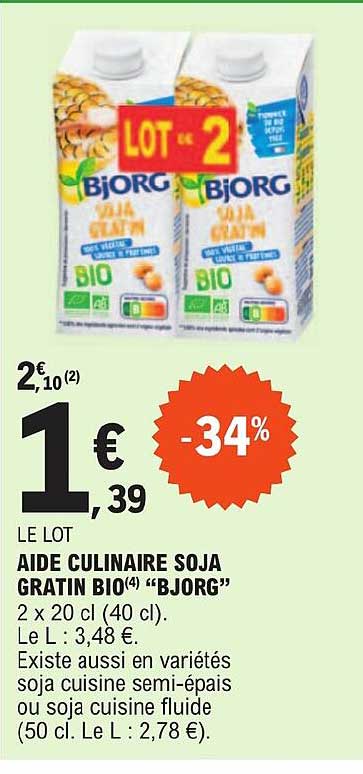 aide culinaire soja gratin bio "bjorg"