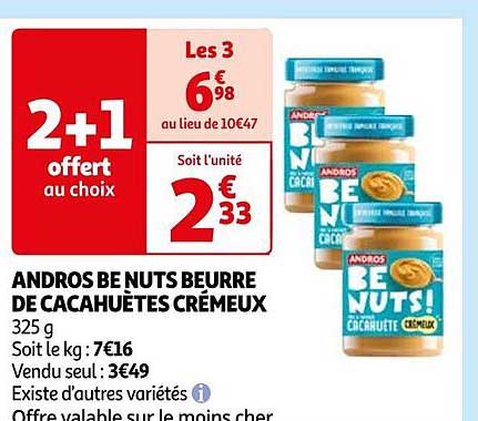 andros be nuts beurre de cacahuètes crémeux