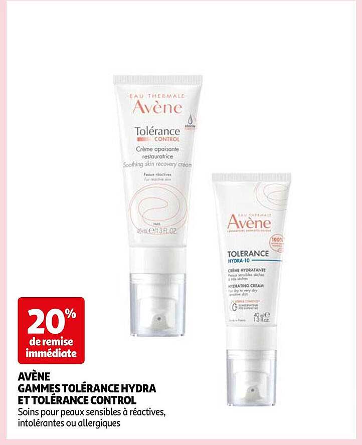 avène gammes tolérance hydra et tolérance control