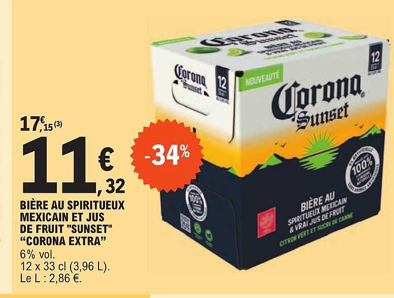 Bière Au Spiritueux Mexicain Et Jus De Fruit "sunset" "corona Extra"