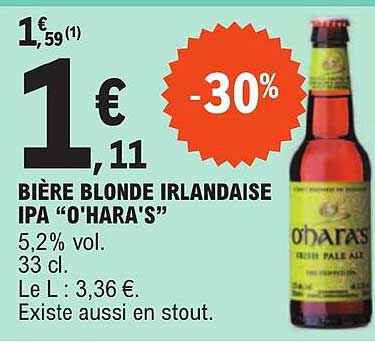 bière blonde irlandaise ipa "o'hara's"