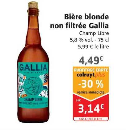 bière blonde non filtrée gallia
