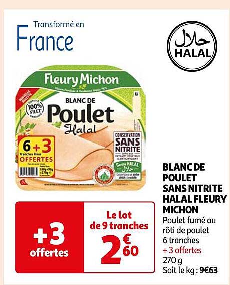 blanc de poulet sans nitrite halal fleury michon