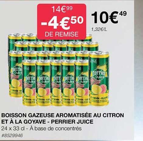 Boisson Gazeuse Aromatisée Au Citron Et à La Goyave - Perrier Juice