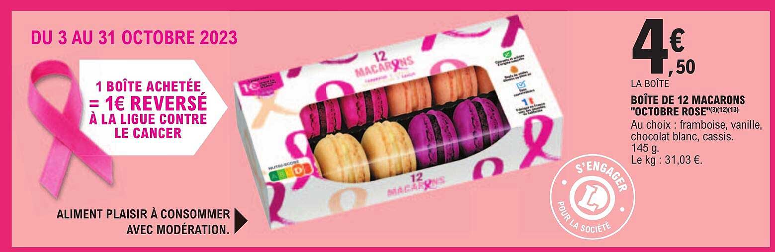 boîte de 12 macarons  "octobre rose"