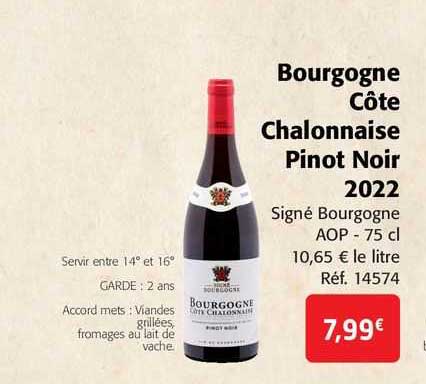 bourgogne côtes chalonnaise pinot noir 2022