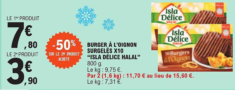 Burger à L'oignon Surgelés X10 "isla Délice Halal"